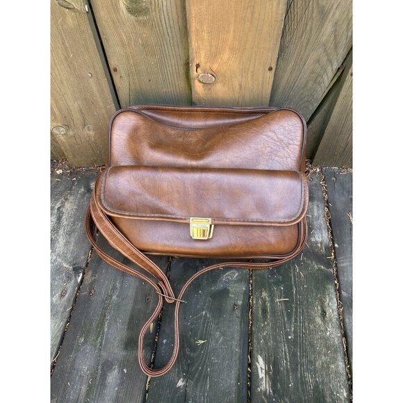 Vintage 1970s AMIIET Leather Camera Bag Brown GENUINE LEATHER Multi Purpose - Picture 6 of 12